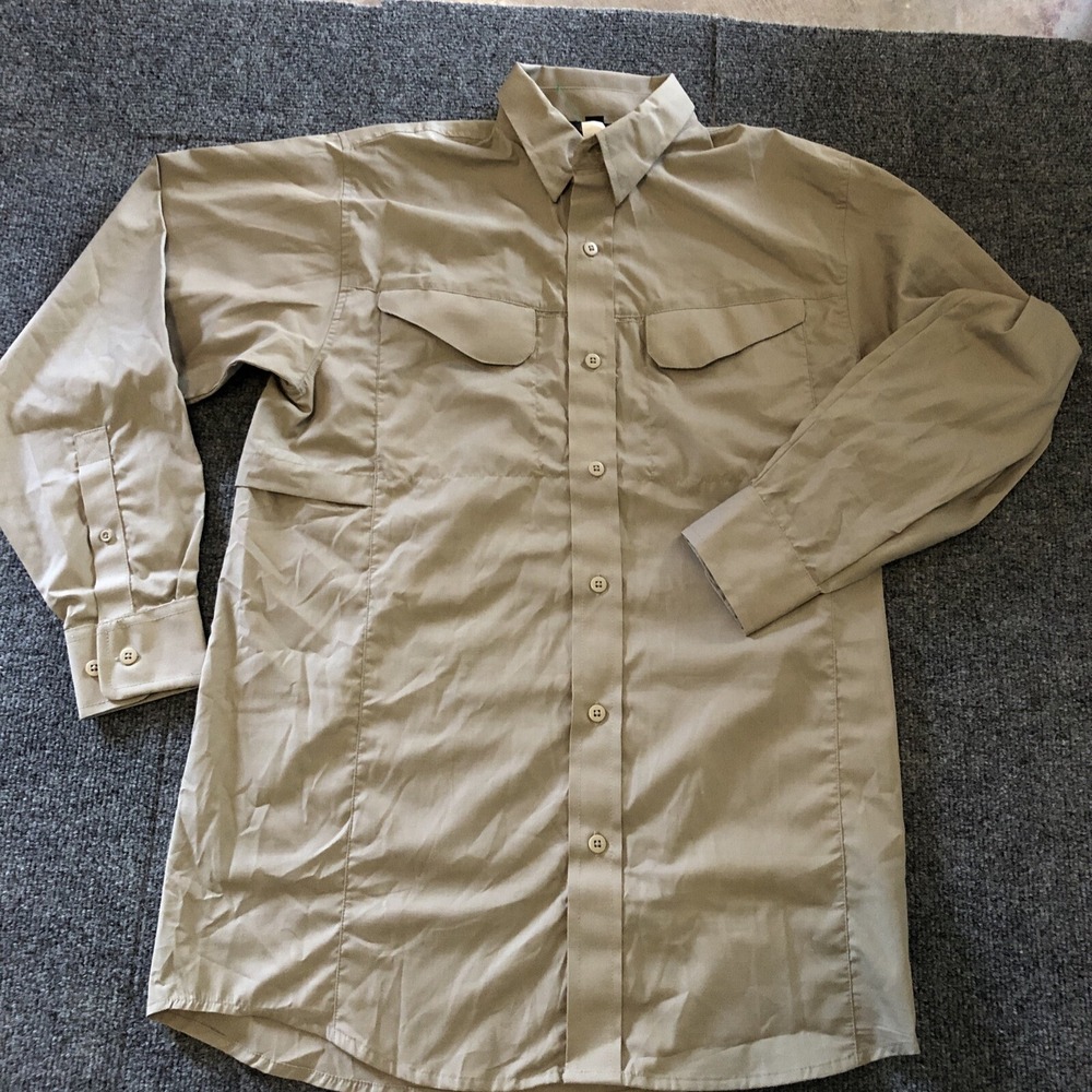Tru Spec Tactical Shirt Khaki Long Sleeve Button Up Small Men's